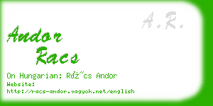 andor racs business card